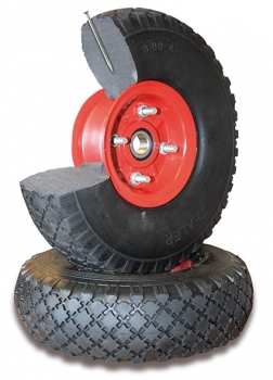 Pannensichere Reifen aus hochbelastbarem, geschäumten Gummi