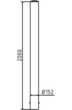 Skizze: Poller (Typ PO1-20) 2000 mm hoch Ø 152 mm