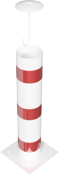Rammschutzpoller Ø 193 mm fzum Befüllen mit Beton, für Dübelbefestigung, weiß/rot