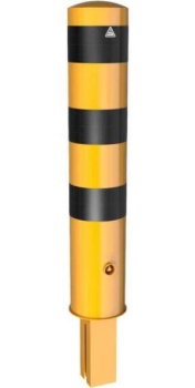 Herausnehmbarer Rammschutzpoller mit Dreikantverschluss, gelb/schwarz
