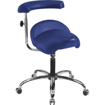Praxisstuhl (Made in Germany) in blauem Kunstleder, 3 mögl. Sitzhöhen wählbar