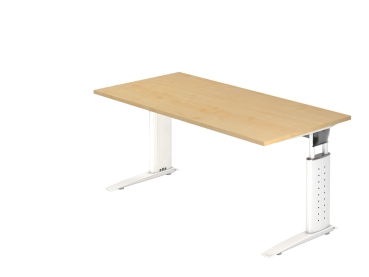 Höhenverstellbarer Schreibtisch: 160 x 80 cm, Typ U160, Farbe: ahorn/weiß