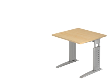 Schreibtisch 80 x 80 cm Typ U80 höhenverstellbar | ahorn/silber