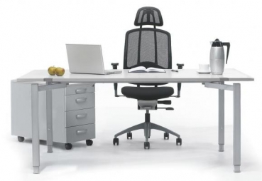 Schreibtisch Worker 180 x 80 cm lichtgrau mit Bürostuhl