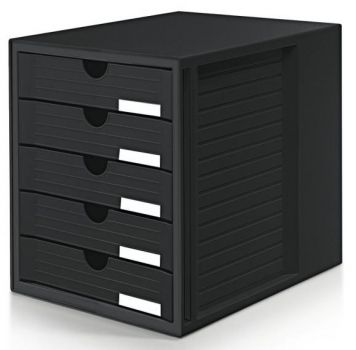 Schubladenbox geschlossen für Büroschränke und Büroregale in schwarz