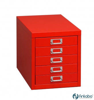 Büro-Schubladenschrank (rot) mit 5 Schubladen