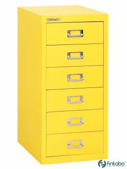 Gelber Büroschubladenschrank mit 6 Schubladen
