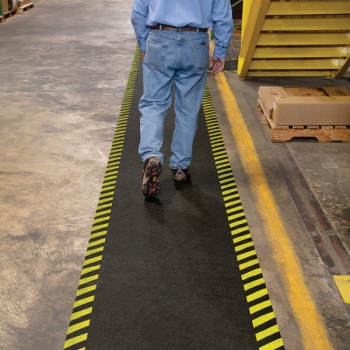 Industrie-Bodenmatte mit Sicherheitsstreifen 30 m Rolle für sichere Wege