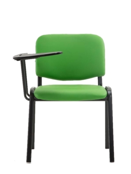 Konferenzstühle mit Schreibablage, Kunstleder grün