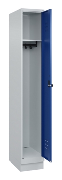 Kleiderspind mit Sockel - 1 Abteil - Modell Clark 8020S - lichtgrau/enzianblau