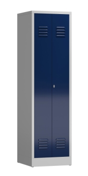 Spindschrank Typ LL1 500 mm breit mit 4 Fachböden lichtgrau/enzianblau