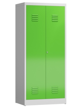 Spindschrank Typ LL3 800 mm breit mit 4 Fachböden, lichtgrau/gelbgrün