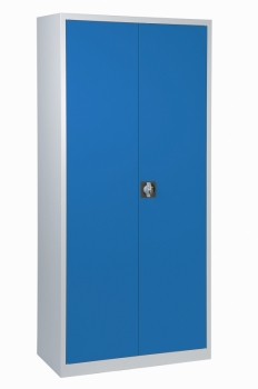 Flügeltürenschrank bzw. Stahlschrank mit blauen Türen auch als Materialschrank geeignet