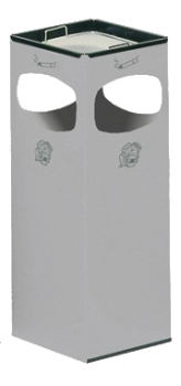 Standascher silber mit Abfallbehälter 4-fach Einwurf