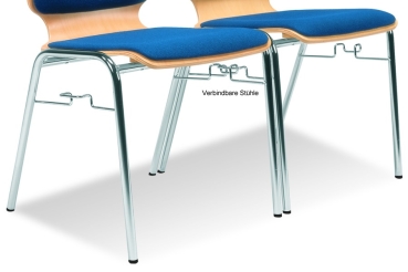 Verbindbare Holzschalenstühle bzw. Besucherstühle für Hallenbestuhlung