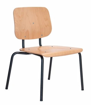 Stuhl für Schwergewichtige bis 250 kg mit Holzsitz und schwarzem Gestell (Front)