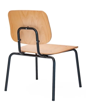 Stuhl für Schwergewichtige bis 250 kg mit Holzsitz und schwarzem Gestell (Rückansicht)