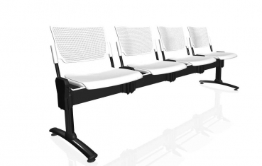 Traversenbank klappbaren oder starren Kunststoffsitzen weiß/schwarz (4-Sitzer)