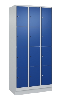 12-Fächer Wertfachschrank, 300 mm Fachbreite, lichtgrau/enzianblau