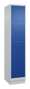 Wertfachschrank mit 4 x 400 mm breiten Fächern, lichtgrau/enzianblau