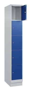Wertfachschrank mit 5 Fächern, 300 mm breit, lichtgrau/enzianblau