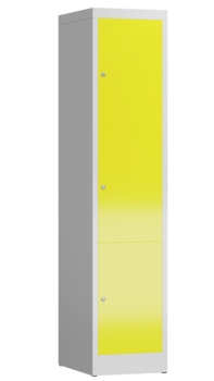 Wertfachschrank Typ LL102 mit drei Fächer, lichtgrau/zinkgelb - RAL 7035/1018