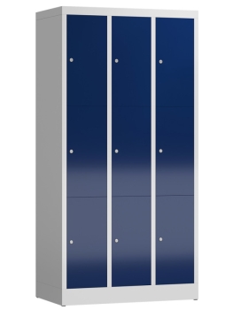 Wertfachschrank mit 9 Fächern, Typ LL105, lichtgrau/enzianblau - RAL 7035/5010