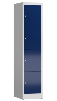 Wertfachschrank mit 4 Abteilen (bunte Türen mögl.), lichtgrau/enzianblau - RAL 7035/5010