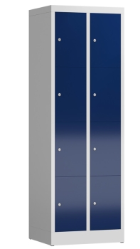 Wertfachschrank mit 8 Abteilen auf 2 Reihen, lichtgrau/enzianblau - RAL 7035/5010
