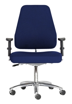 Blauer Bürostuhl mit Armlehnen u. Rollen bis 220 kg belastbar Typ BS04