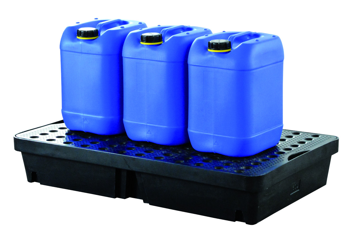 PE-Auffangwanne für 60-Liter-Fässer: Auffangvolumen 60 l, Boden
