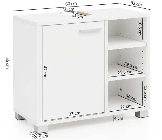 Breite: 60 cm - Höhe: 55 cm - Tiefe: 32 cm - Innenmaße Türfach (BxHxT): 33,5 x 47,5 x 29,5 cm - weitere Maße finden Sie in der Beschreibung und im Maßbild. Breite: 60 cm - Höhe: 55 cm - Tiefe: 32 cm - Innenmaße Türfach (BxHxT): 33,5 x 47,5 x 29,5 cm - weitere Maße finden Sie in der Beschreibung und im Maßbild.
