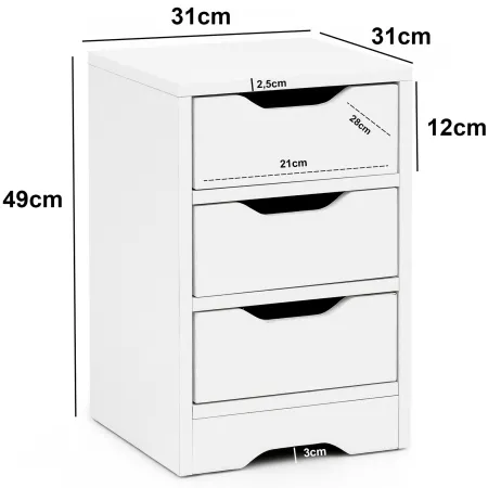 Breite: 31 cm - Höhe: 49 cm - Tiefe: 31 cm - Innenmaße je Schublade (BxHxT): 21 x 12 x 28 cm - Materialstärke: 2,5 cm Breite: 31 cm - Höhe: 49 cm - Tiefe: 31 cm - Innenmaße je Schublade (BxHxT): 21 x 12 x 28 cm - Materialstärke: 2,5 cm