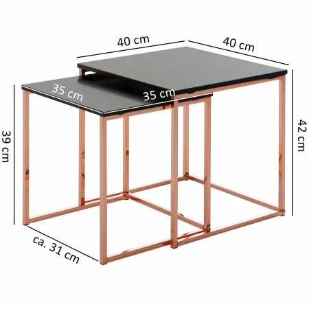 Breite des 2er Sets: 48 / 42 cm - Höhe je Tisch: 46 / 40 cm - Tiefe pro Couchtisch: 36 / 34 cm. Breite des 2er Sets: 48 / 42 cm - Höhe je Tisch: 46 / 40 cm - Tiefe pro Couchtisch: 36 / 34 cm.