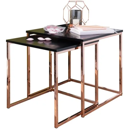 Satztisch Set Schwarz/Kupfer, 2 Tische Satztisch Set Schwarz/Kupfer, 2 Tische