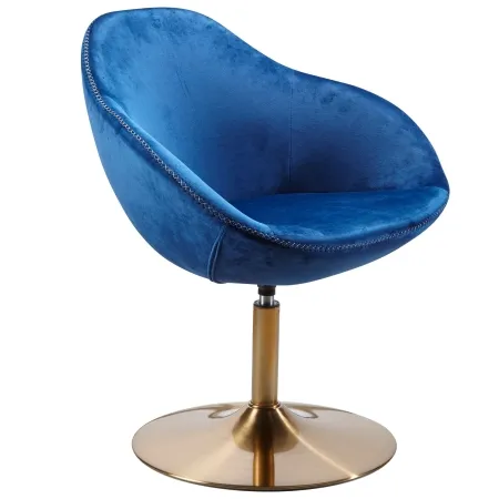 Loungesessel Samt Blau/Gold 70x79x70 cm drehbar mit Armlehnen Loungesessel Samt Blau/Gold 70x79x70 cm drehbar mit Armlehnen