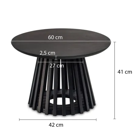 Breite: 60 cm - Tiefe: 60 cm - Höhe: 41 cm - Tischplattenstärke: ca. 2,5 cm - Weitere Abmessungen findest Du im Maßbild.