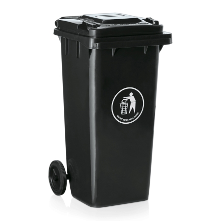 Mobiler Abfallbehälter aus HDPE Kunststoff in schwarz