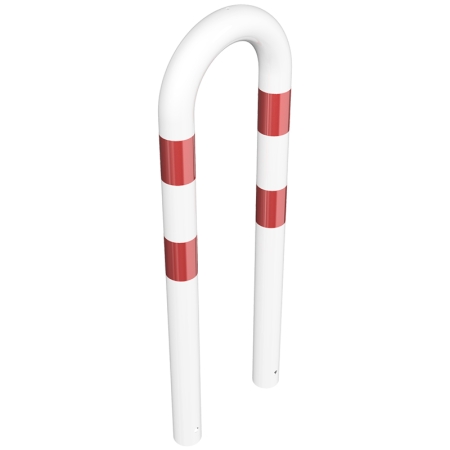 Kompakter Absperrbügel mit 40 cm Breite: LO100® Rammschutzbügel - weiß mit roten Streifen