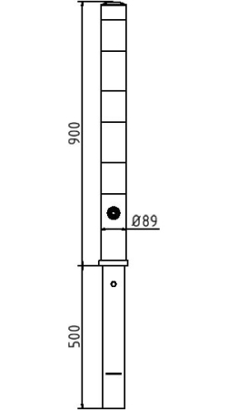 Absperrpfosten Ø 89 mm, herausnehmbar, mit Bodenhülse, Skizze