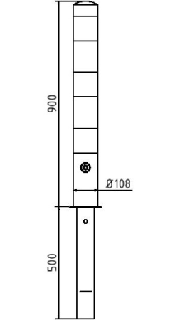 Absperrpfosten Ø 108 mm, herausnehmbar, Typ PP23, Skizze