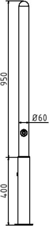 Skizze: Herausnehmbarer Absperrpfosten inkl. Bodenhülse, selbsteinrastend, Dreikantverschluss
