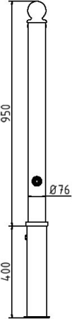 Herausnehmbarer Absperrpfosten inkl. Bodenhülse, Skizze