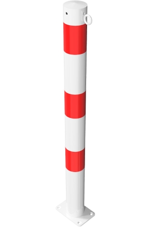 Stahl-Absperrpfosten Ø 76 mm für Dübelbefestigung, weiß/rot
