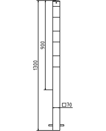 Skizze: Absperrpfosten zum Einbetonieren in diversen Varianten, 70 x 70 mm