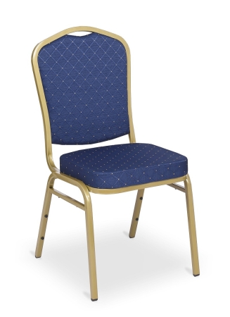 Bankettstühle stapelbar - Stuhlmodell Barock 160 mit bleuem Poster und goldenem Gestell