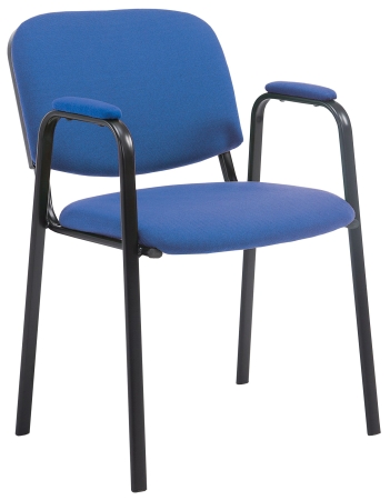 Konferenz.- Besucherstühle mit Armlehnen K2 Stoff blau, Gestell schwarz