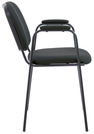 Stapelbare Besucherstühle mit Armlehnen K2 Stoff schwarz, Gestell schwarz