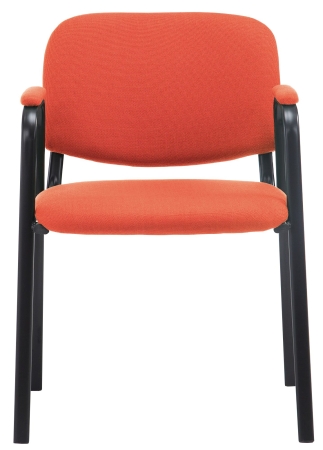 Konferenzstühle mit Armlehnen in rotem Stoff u. schwarzem Stahlgestell