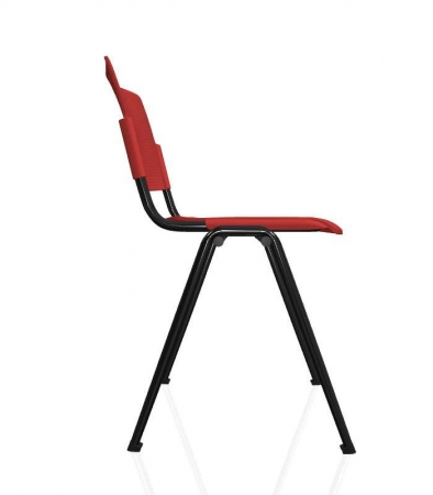 Besucherstühle John - Sitz u. Rückenlehnen aus Kunststoff, Kunststoff rot, Gesell schwarz (Seitenansicht)